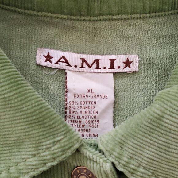 Vinrage AMI Green Corduroy Jacket XL Boho - Picture 11 of 11